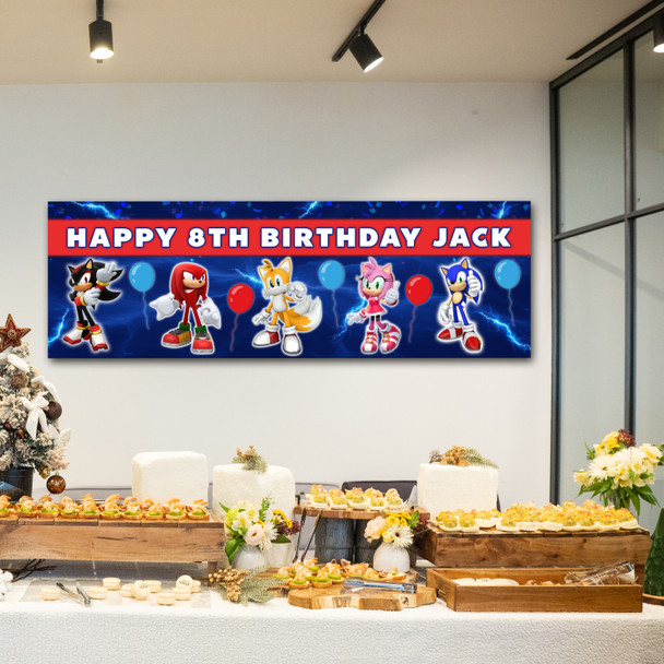 Personalised Party Banner For Kids Birthday Sonic The Hedgehog