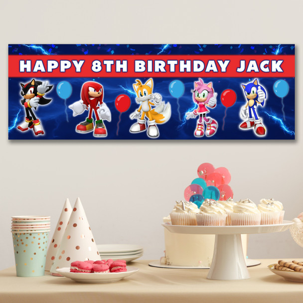 Personalised Party Banner For Kids Birthday Sonic The Hedgehog
