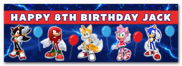 Personalised Party Banner For Kids Birthday Sonic The Hedgehog