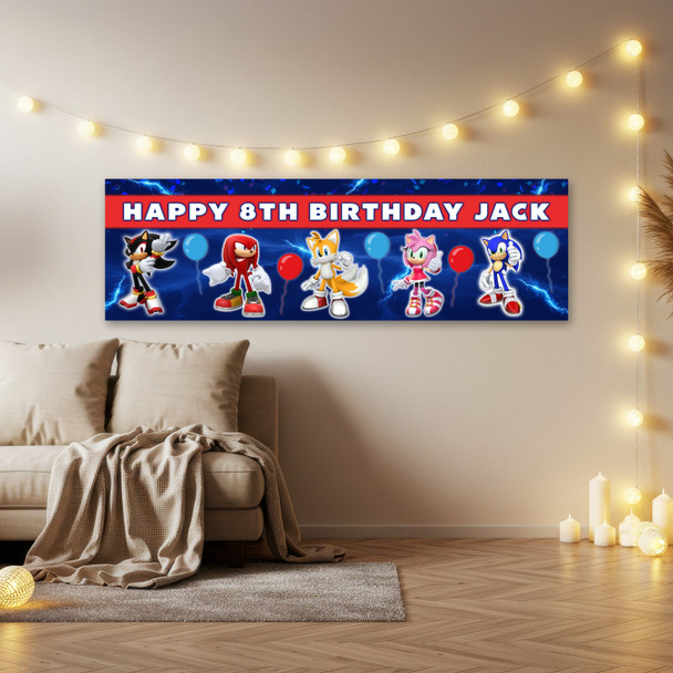 Personalised Party Banner For Kids Birthday Sonic The Hedgehog