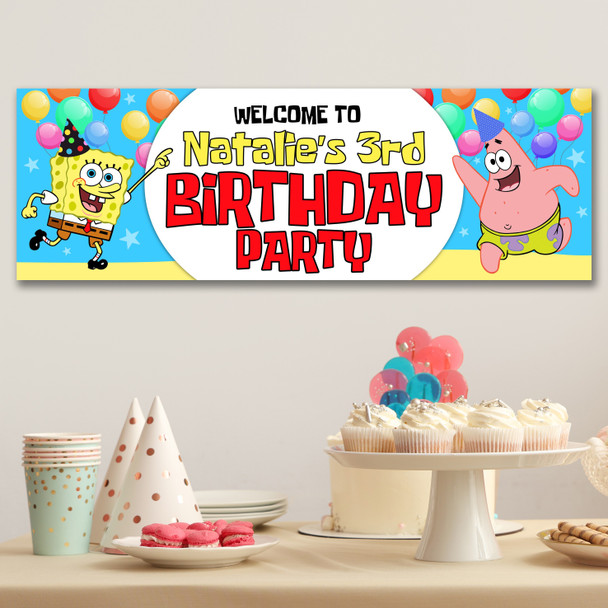 Personalised Party Banner For Kids Birthday Spongebob Balloons