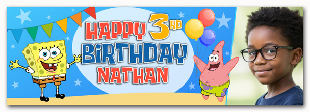 Personalised Party Banner For Kids Birthday Spongebob Photo