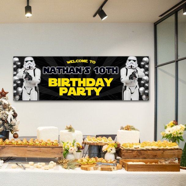 Personalised Party Banner For Kids Birthday Star Wars Stormtroopers