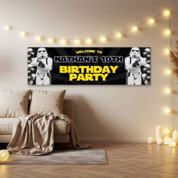 Personalised Party Banner For Kids Birthday Star Wars Stormtroopers
