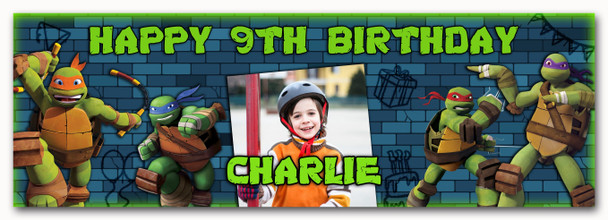 Personalised Party Banner For Kids Birthday Teenage Mutant Ninja Turtles Photo