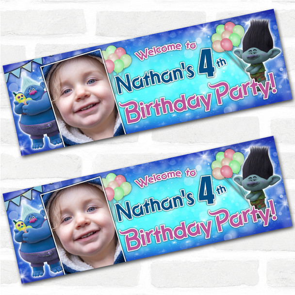 Personalised Party Banner For Kids Birthday Boys Trolls Photo
