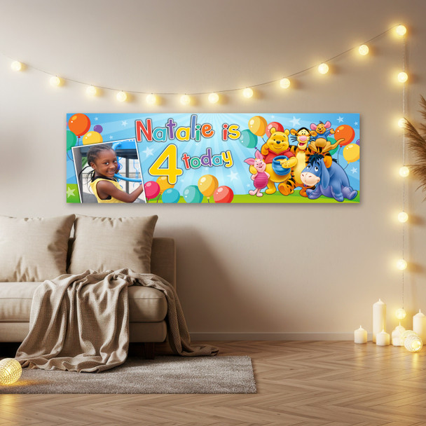 Personalised Party Banner For Kids Birthday Balloons Winnie-The-Pooh