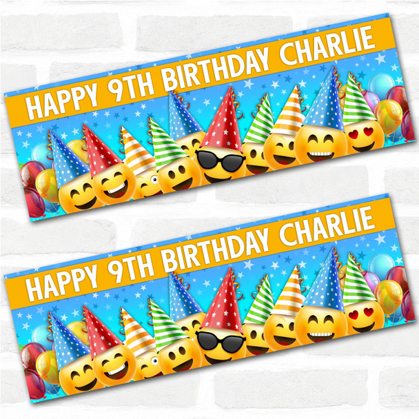 Personalised Party Banner For Kids Birthday Funny Emojis