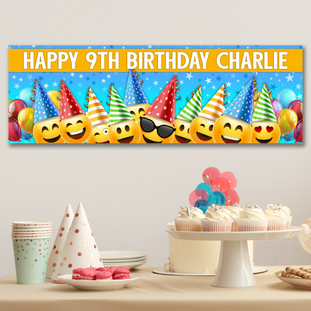 Personalised Party Banner For Kids Birthday Funny Emojis