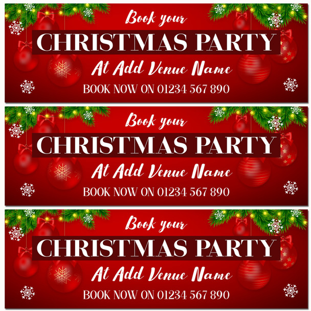 Personalised Party Banner For Christmas Party Book Venue Name Business Red