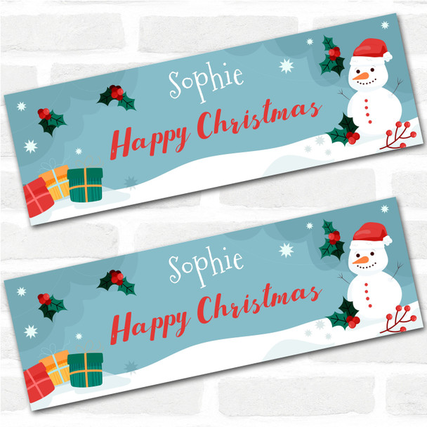 Personalised Party Banner For Christmas Snowman Blue