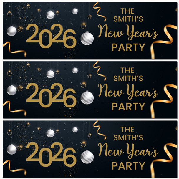 Personalised Party Banner For New Year Party Any Year Family Black Gold
