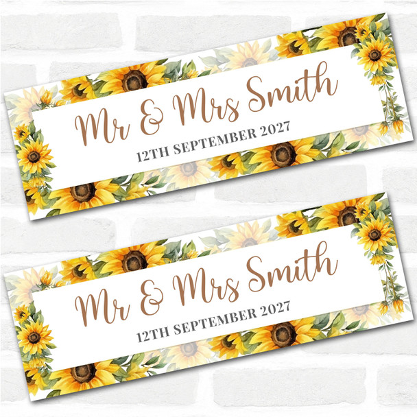 Personalised Party Banner For Wedding Day Welcome Congratulations Sunflower Gold