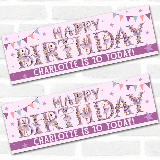 Personalised Party Banner For Kids Birthday Watercolour Ballet Letters