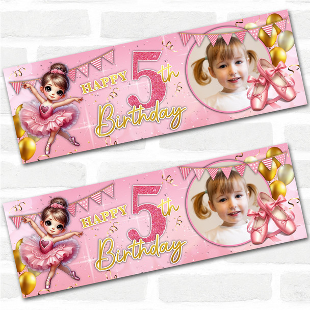 Personalised Party Banner For Kids Birthday Ballet Cute Girl Photo