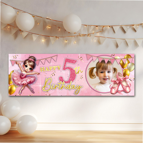 Personalised Party Banner For Kids Birthday Ballet Cute Girl Photo