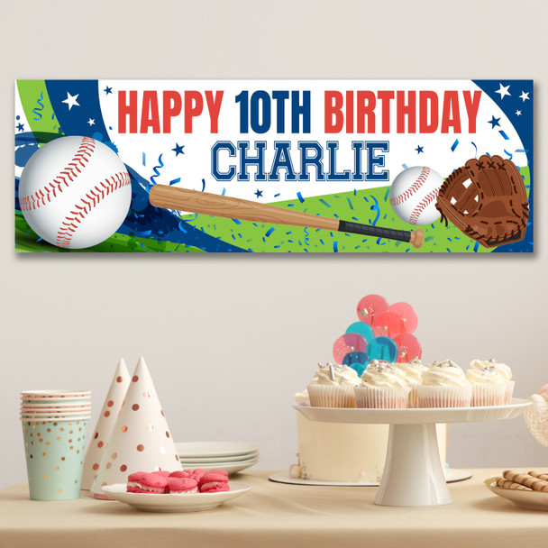 Personalised Party Banner For Kids Birthday Baseball
