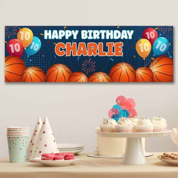 Personalised Party Banner For Kids Birthday Basketball