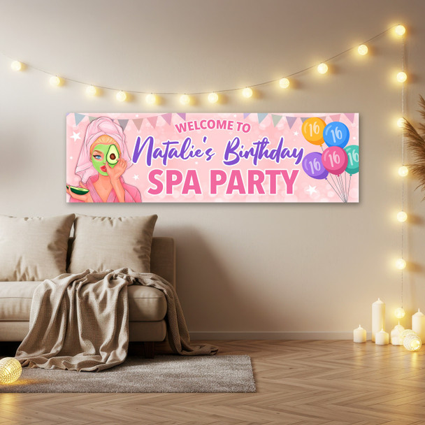 Personalised Party Banner For Kids Birthday Blonde Hair Girl Spa Pamper Party