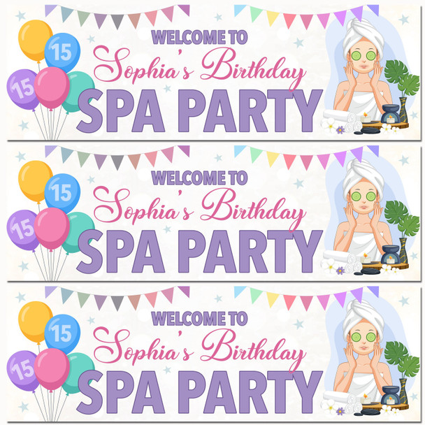 Personalised Party Banner For Kids Birthday Girls Spa Party Pamper
