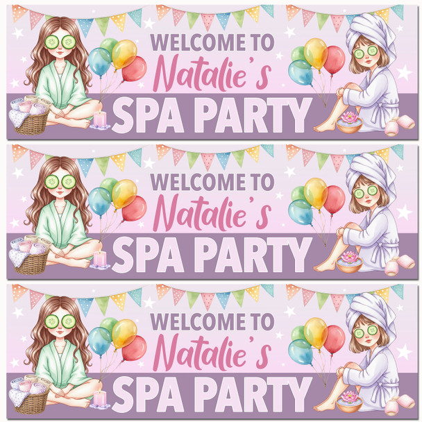 Personalised Party Banner For Kids Birthday Spa Pamper Party Girls