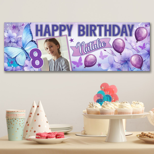Personalised Party Banner For Kids Birthday Watercolour Butterflies