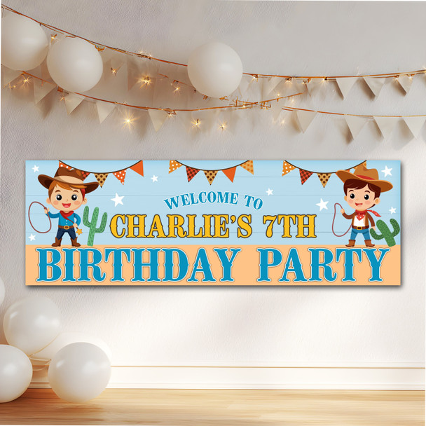 Personalised Party Banner For Kids Birthday Cute Cowboys