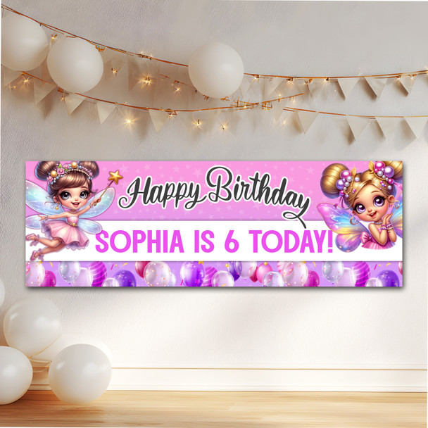 Personalised Party Banner For Kids Birthday Fairy