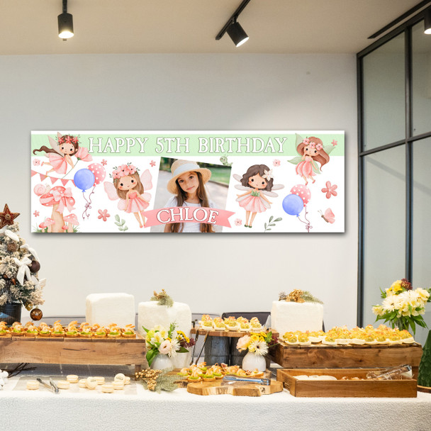 Personalised Party Banner For Kids Birthday Watercolour Fairies