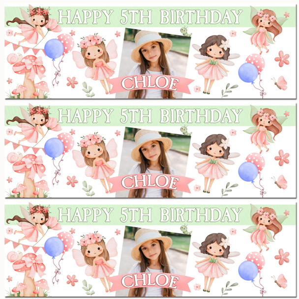Personalised Party Banner For Kids Birthday Watercolour Fairies