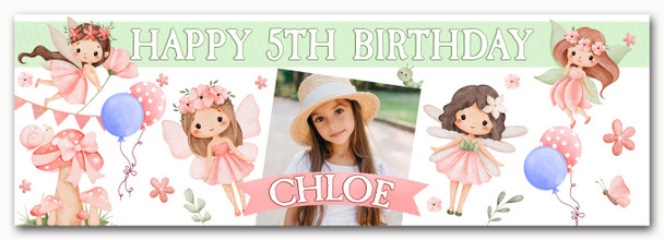 Personalised Party Banner For Kids Birthday Watercolour Fairies