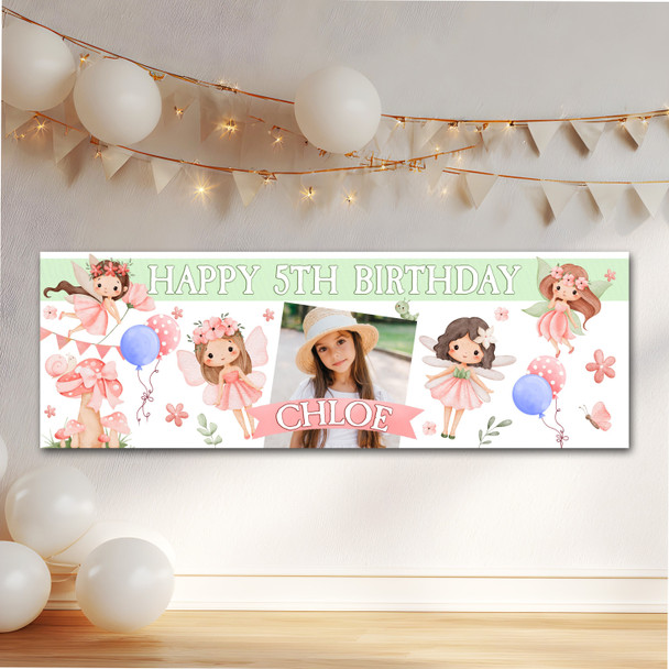 Personalised Party Banner For Kids Birthday Watercolour Fairies