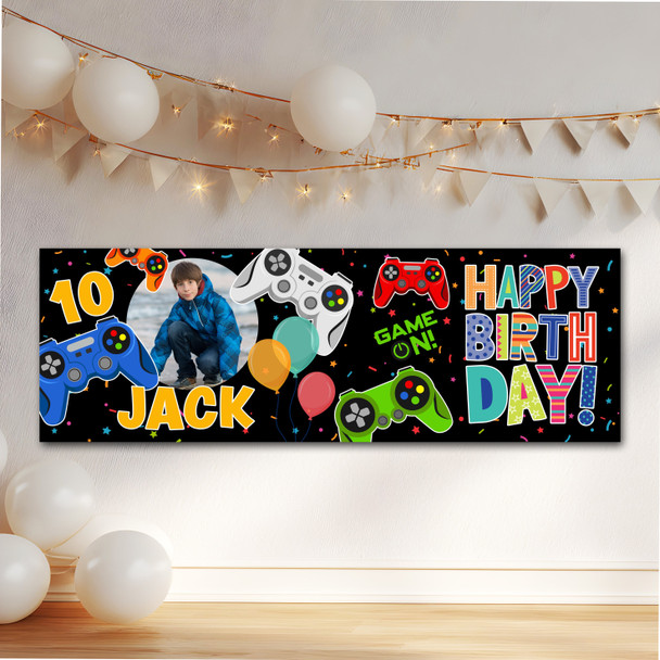 Personalised Party Banner For Kids Birthday Gaming Game Controller