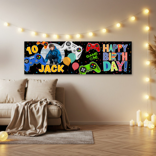 Personalised Party Banner For Kids Birthday Gaming Game Controller