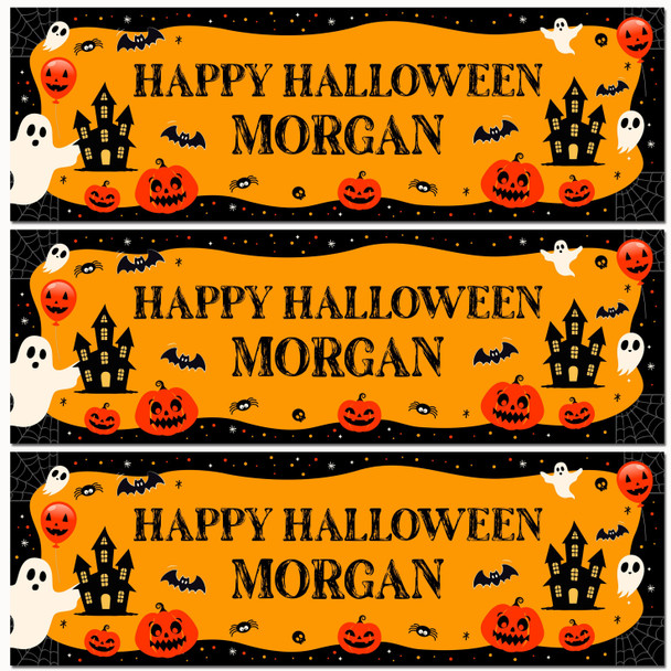 Personalised Party Banner For Halloween Orange Ghost Pumpkin