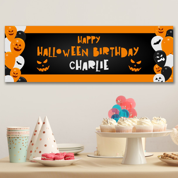 Personalised Party Banner For Halloween Birthday Balloons Orange