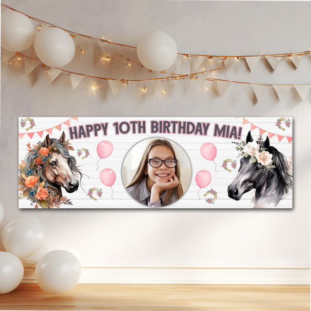 Personalised Party Banner For Kids Girls Birthday Horse