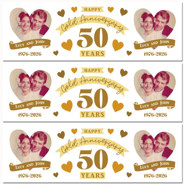 Personalised Party Banner For 50th Wedding Anniversary Gold 50 Years Photo