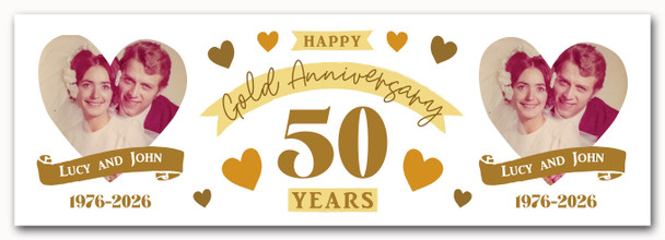 Personalised Party Banner For 50th Wedding Anniversary Gold 50 Years Photo