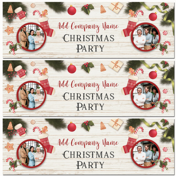Personalised Party Banner For Works Christmas Party Photo Stocking Wood