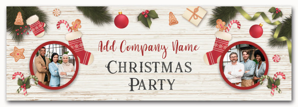 Personalised Party Banner For Works Christmas Party Photo Stocking Wood