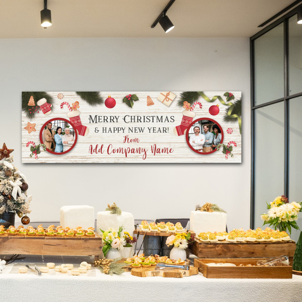 Personalised Party Banner For Christmas Party Company Photo Stocking Wood