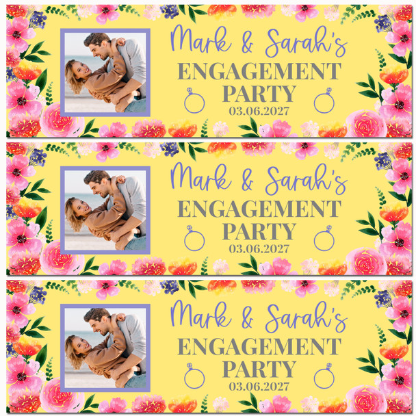 Personalised Party Banner For Engagement Party Photo Yellow Flowers