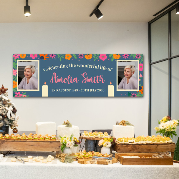 Personalised Party Banner For Funeral Wake Celebration Of Life Photo Female