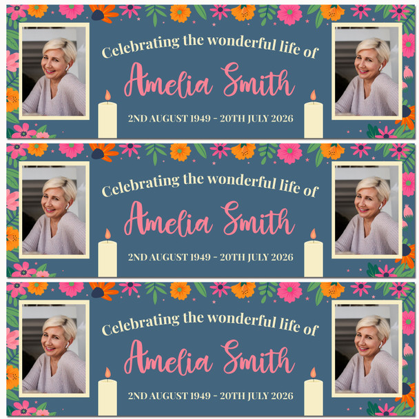 Personalised Party Banner For Funeral Wake Celebration Of Life Photo Female