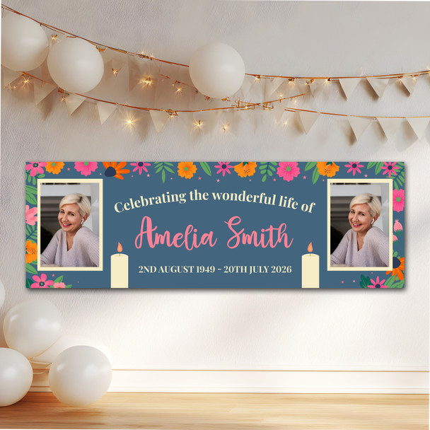 Personalised Party Banner For Funeral Wake Celebration Of Life Photo Female