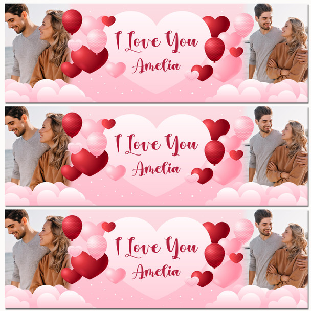 Personalised Party Banner For Valentine's Day Decoration I Love You Photo Heart