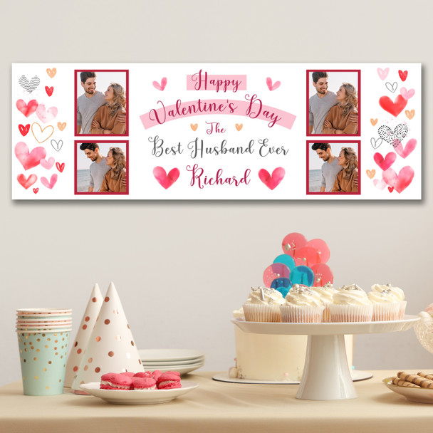 Personalised Party Banner For Valentine's Day Husband Photo Love Hearts