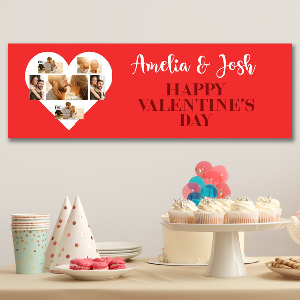 Personalised Party Banner For Valentine's Day Photo White Heart Red