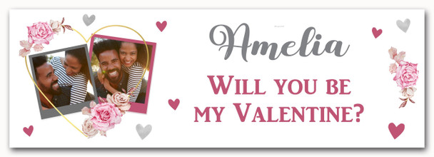Personalised Party Banner For Valentine's Day Will You Be My Photo Heart